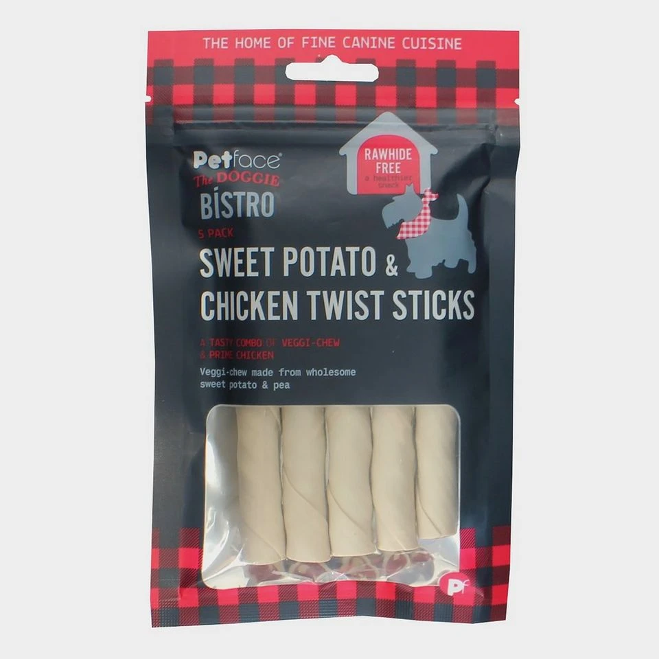 Petface Doggie Bistro Sweet Potato Chicken Twist Sticks 5 Pack 1 Petface Doggie Bistro Sweet Potato Chicken Twist Sticks 5 Pack